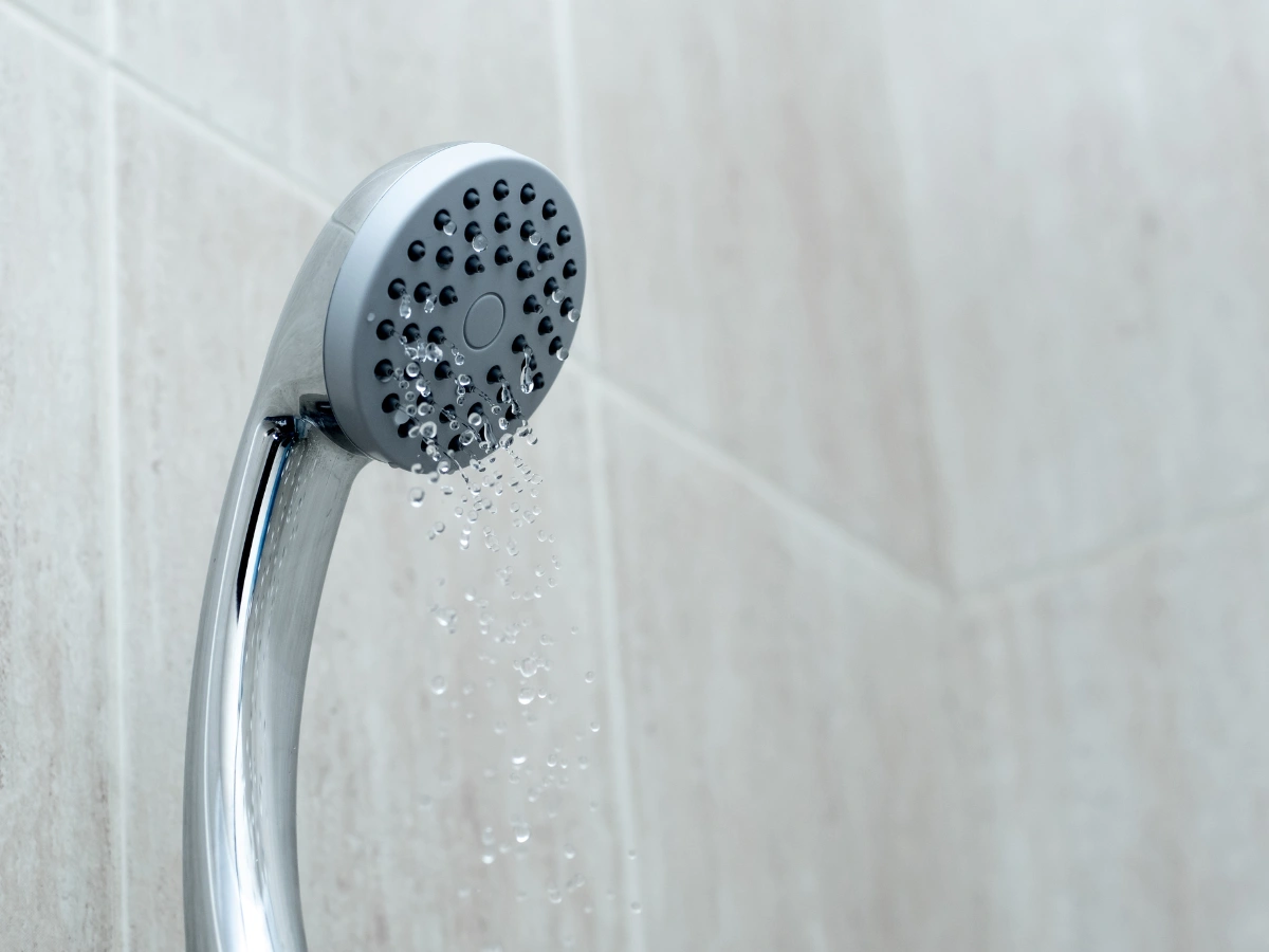 A close-up shot of a low-pressure shower.